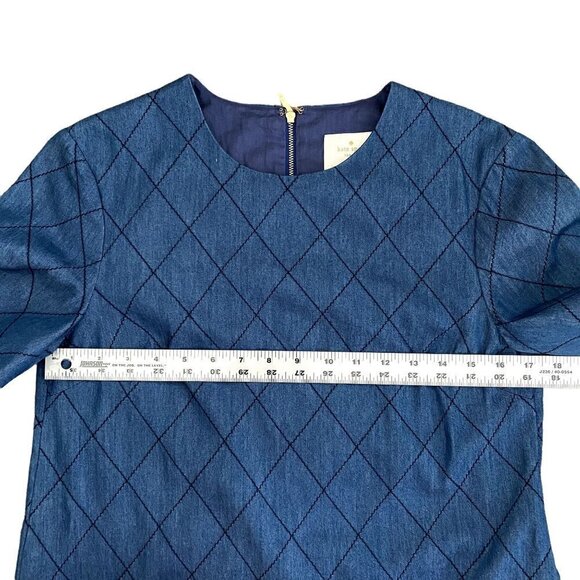 Kate Spade Chambray Quilted Shift Dress | Blue | Size 4 - Picture 9 of 11
